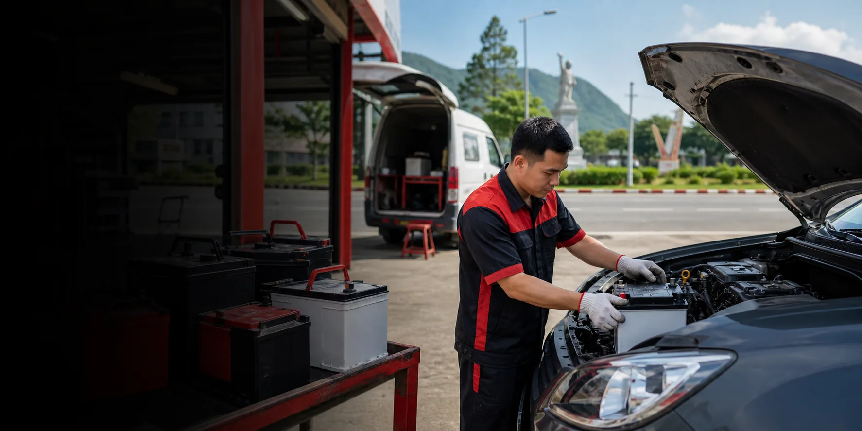 Đọc lại tem bình và đầu cọc trước khi chọn bình thay